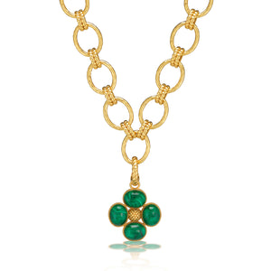 Berry Clover Double Sided Pendant in Malachite