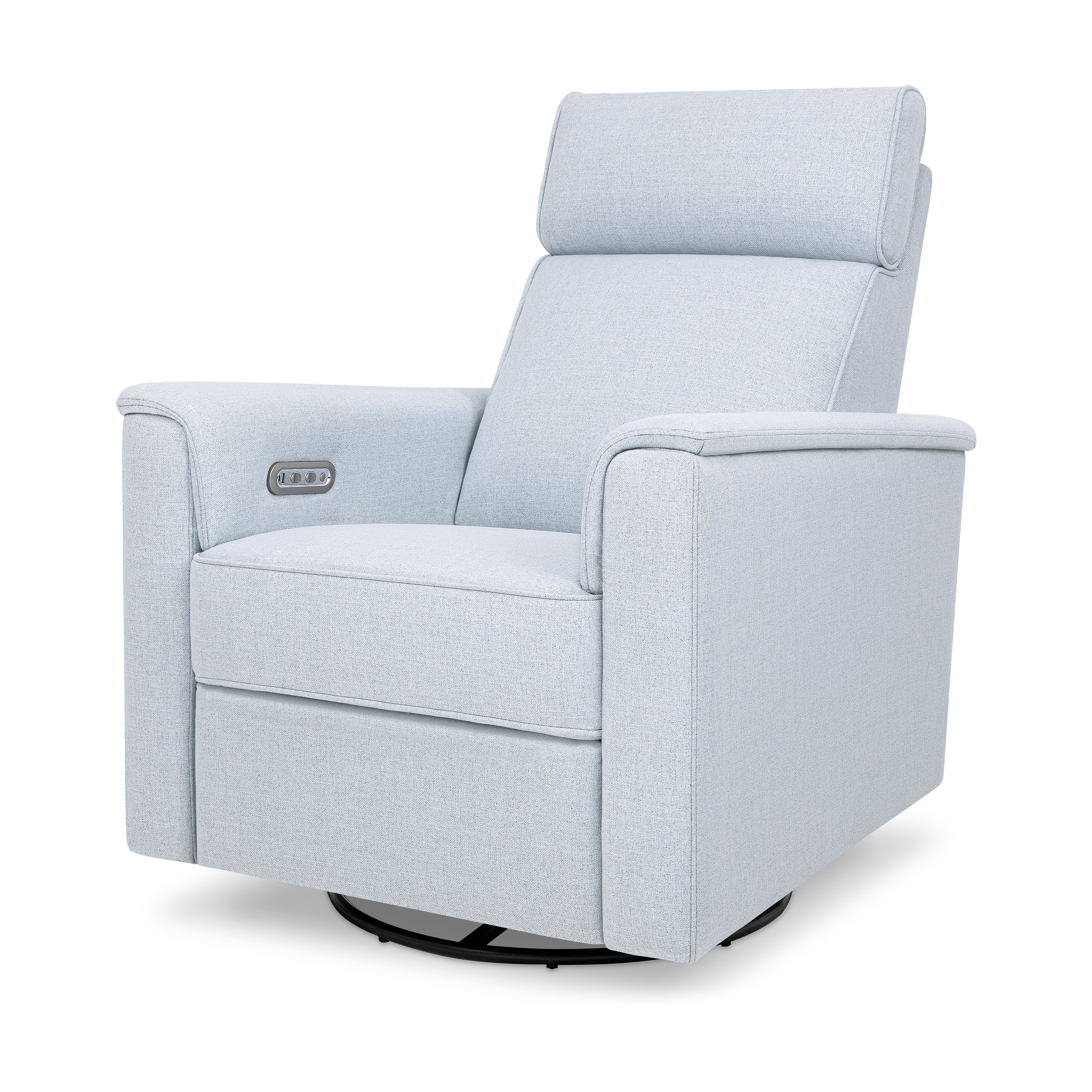 Willa Plus Power Glider Recliner w/ Power Headrest in Performance Blue Chambray Eco-Twill