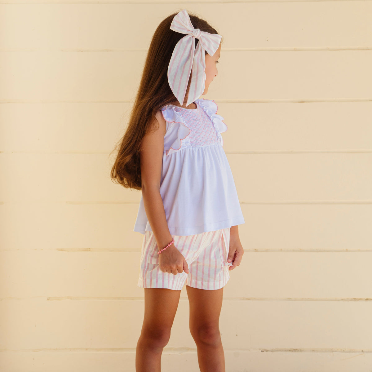 Annie Girl Set in Pink Stripes