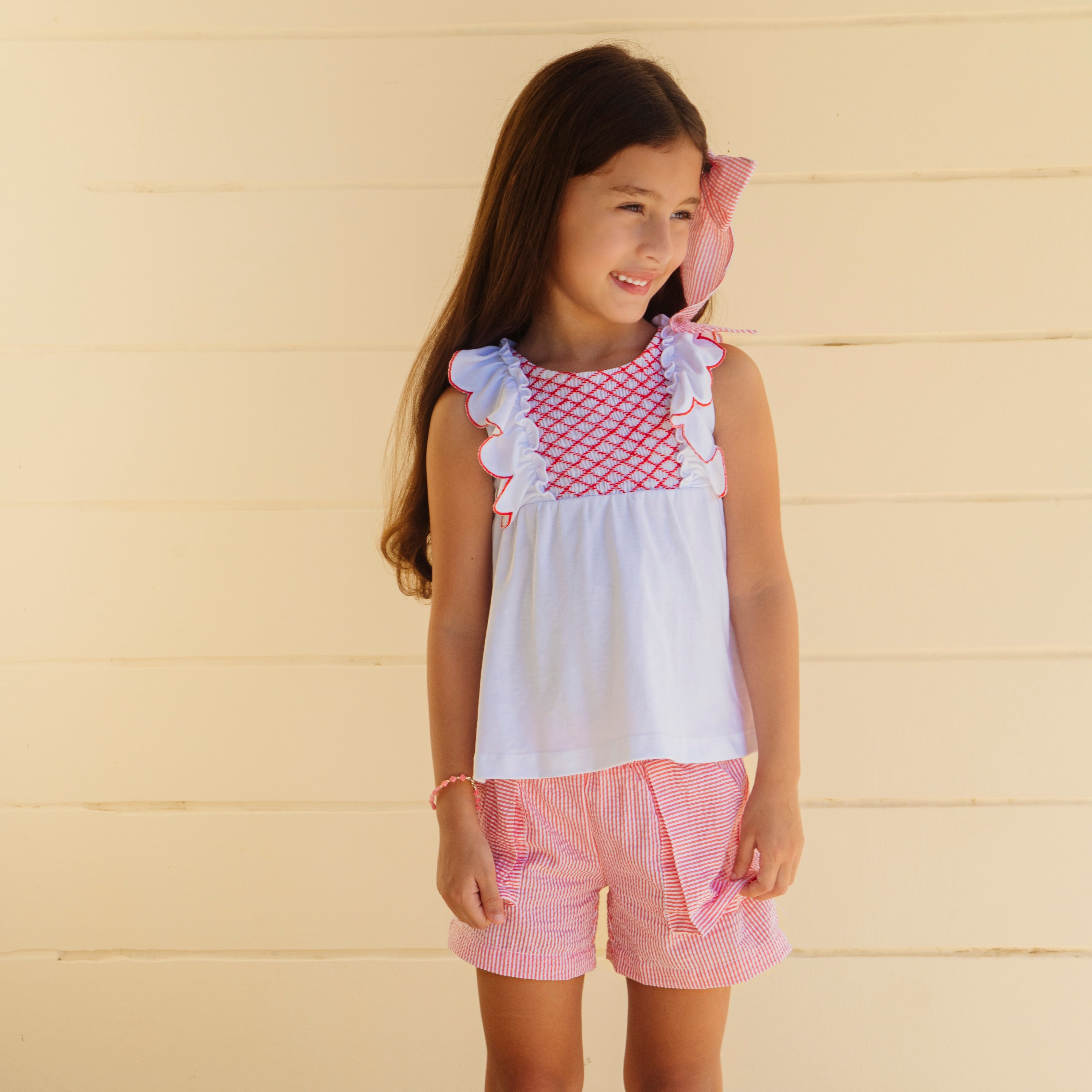 Annie Girl Set in Red Stripes