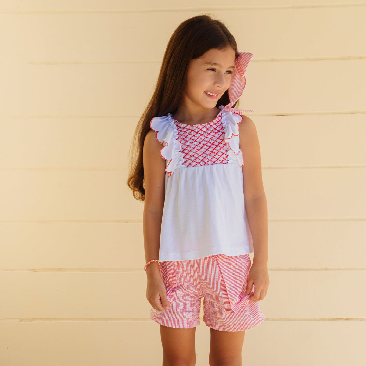 Annie Girl Set in Red Stripes