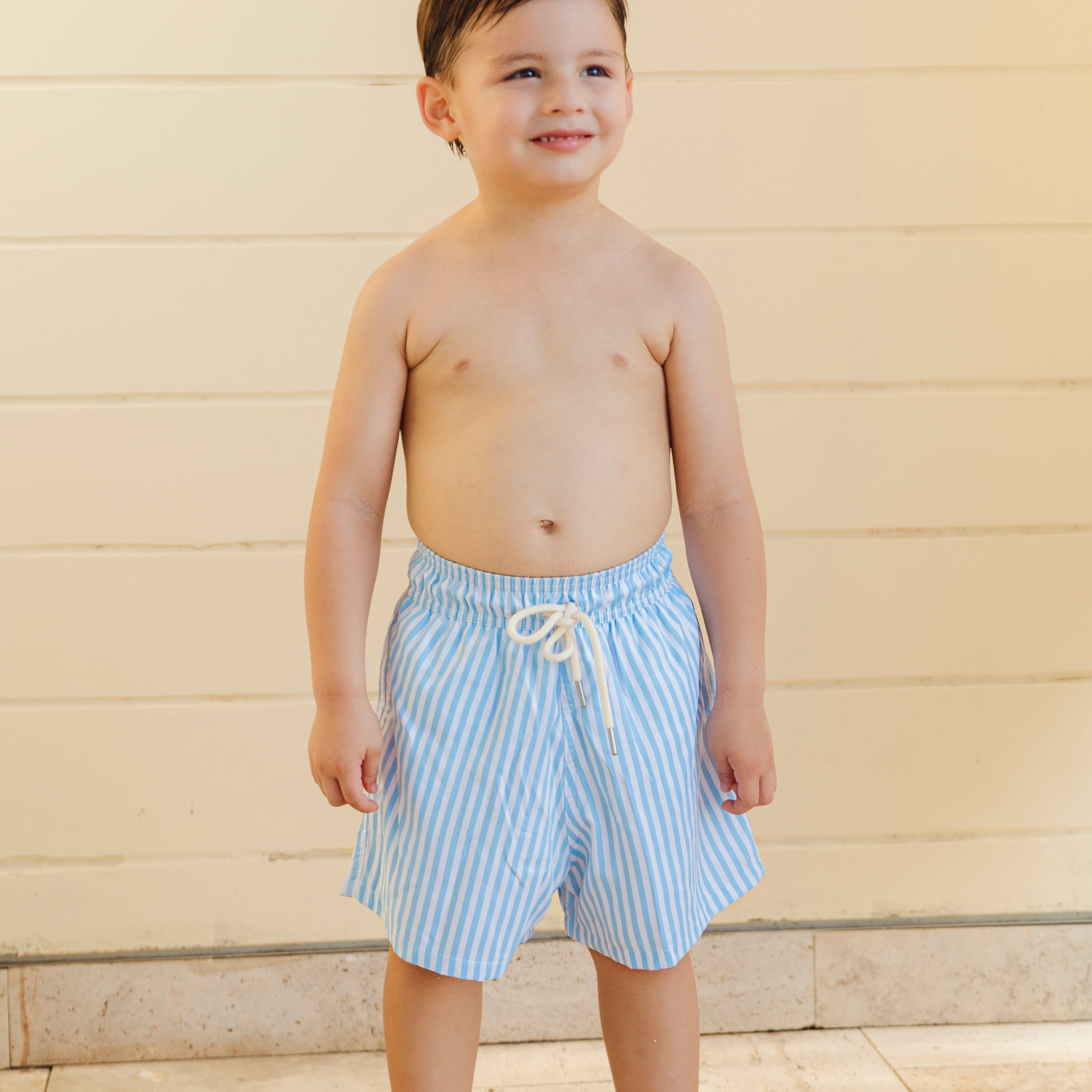 Kyle Boy Swim Trunk in Blue Stripes