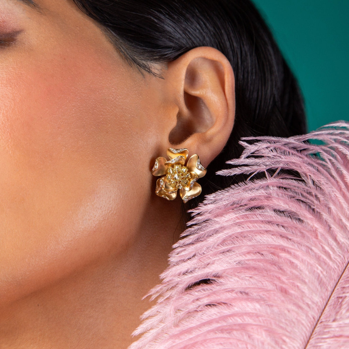 Daffodil Diamond Stud Earrings - Jewelry - RUCHI New York