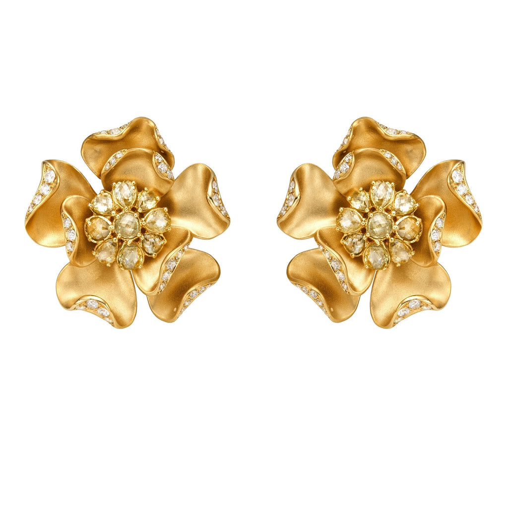 Daffodil Diamond Stud Earrings - Jewelry - RUCHI New York