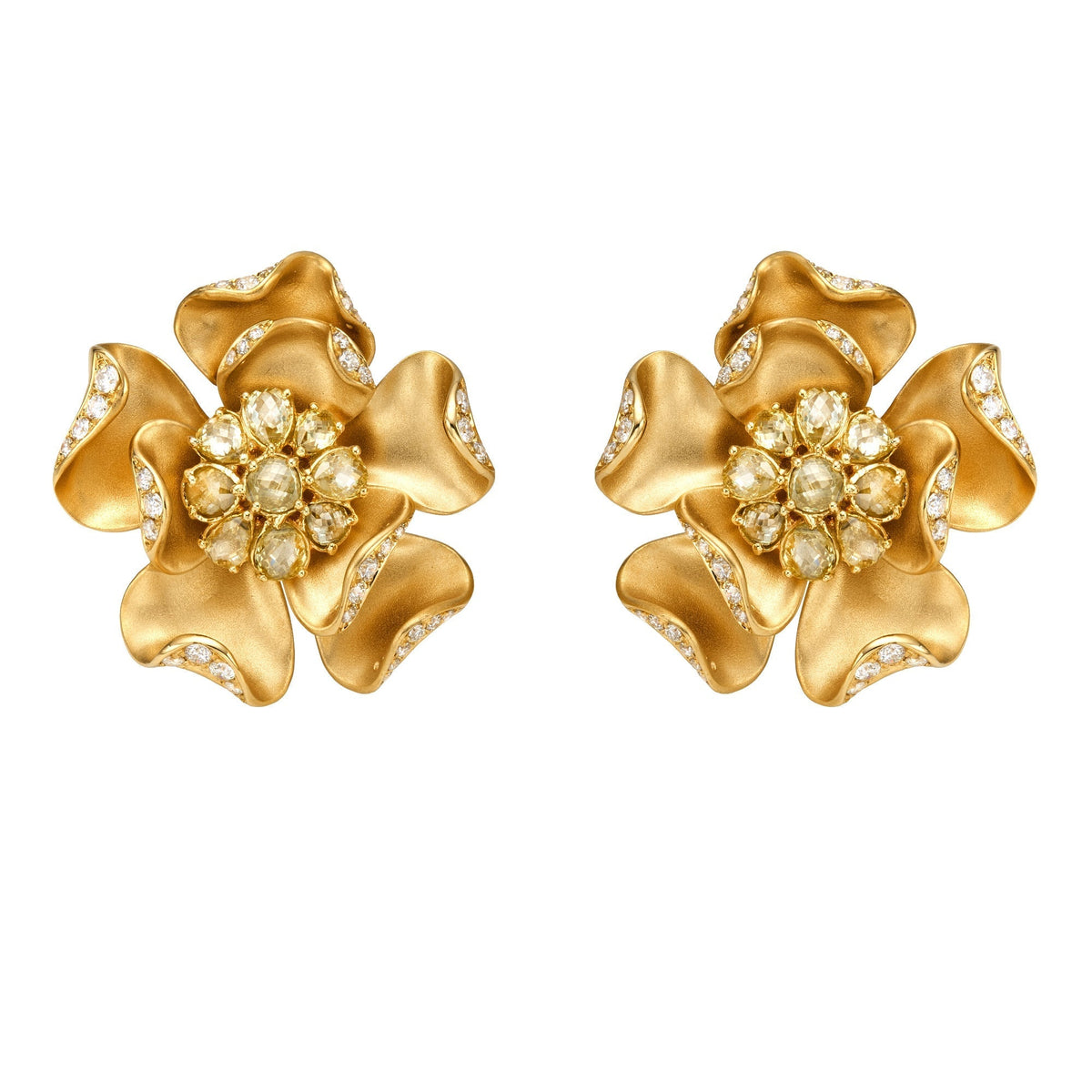 Daffodil Diamond Stud Earrings - Jewelry - RUCHI New York