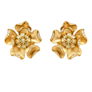 Daffodil Diamond Stud Earrings - Jewelry - RUCHI New York