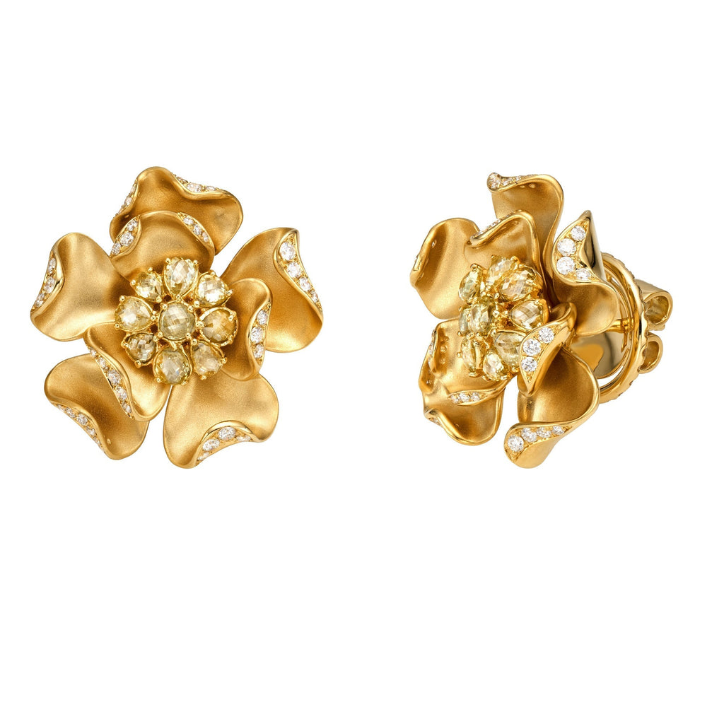 Daffodil Diamond Stud Earrings - Jewelry - RUCHI New York