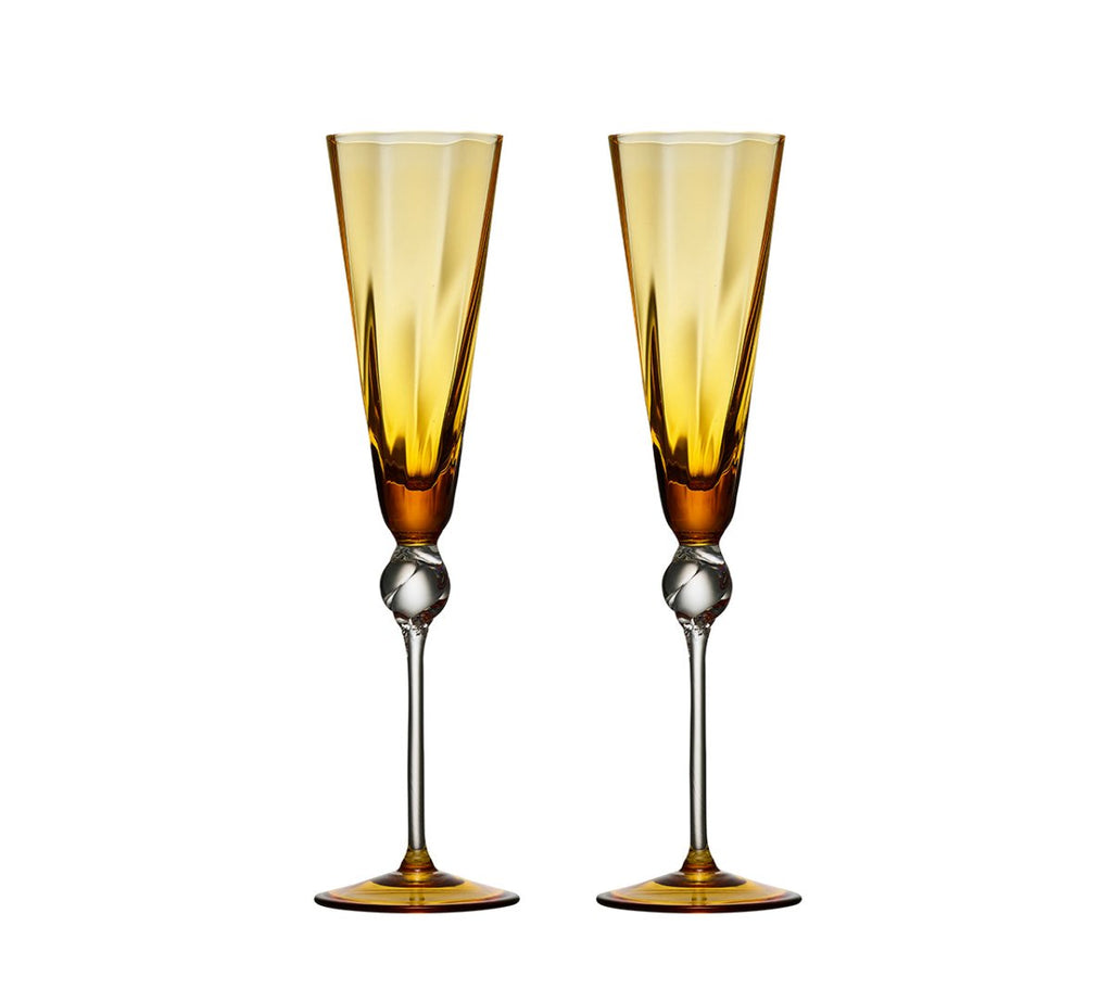 Kim Seybert, Inc.Daphne Flute in Amber, Set of 2 in a Gift BoxGlassware