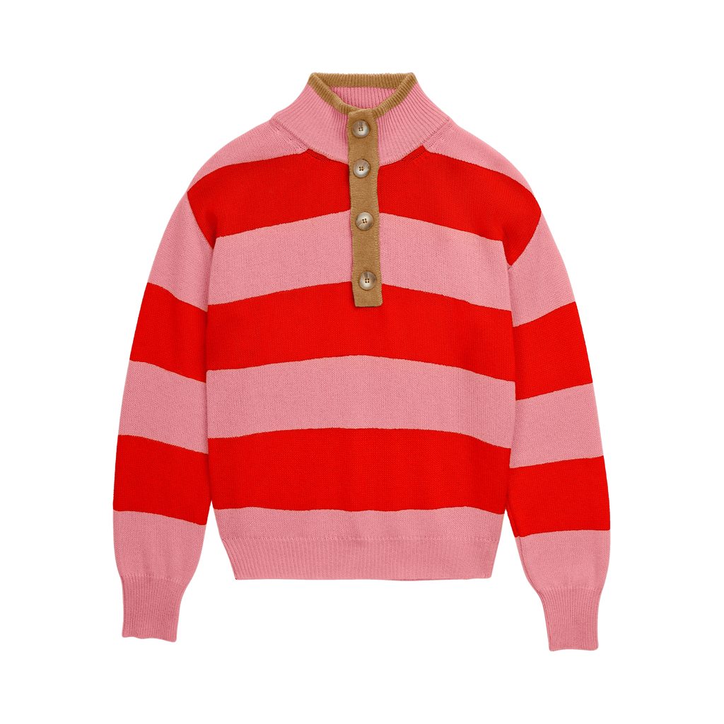 The Diana Sweater in Colorblock Pink and Red