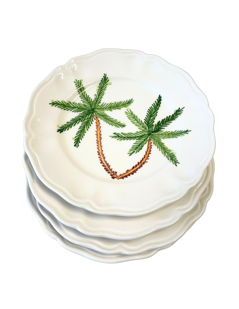 Palm Tree Scalloped Plate, Set of 6