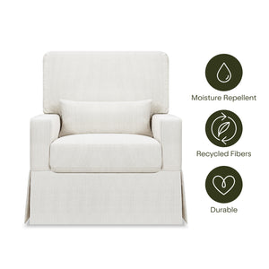 Crawford Pillowback Comfort Swivel Glider in Fog Chatham Stripe Performance Eco-Weave