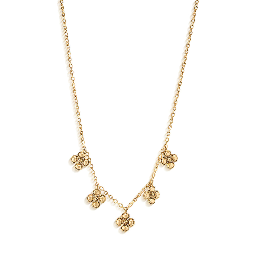 Berry Clover Multi Station Necklace in Gold