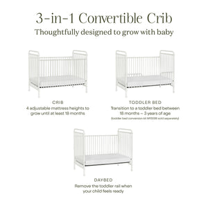 Abigail 3-in-1 Convertible Crib in Washed White