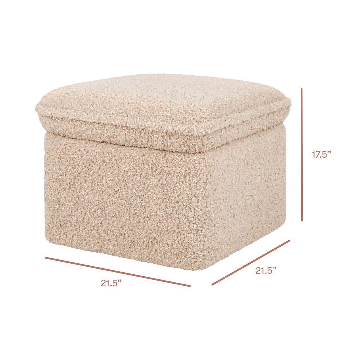 Cali Storage Ottoman in Shearling in Chai Shearling