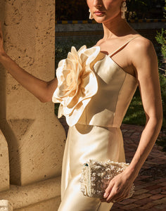 Dominique Flower Top in Ivory