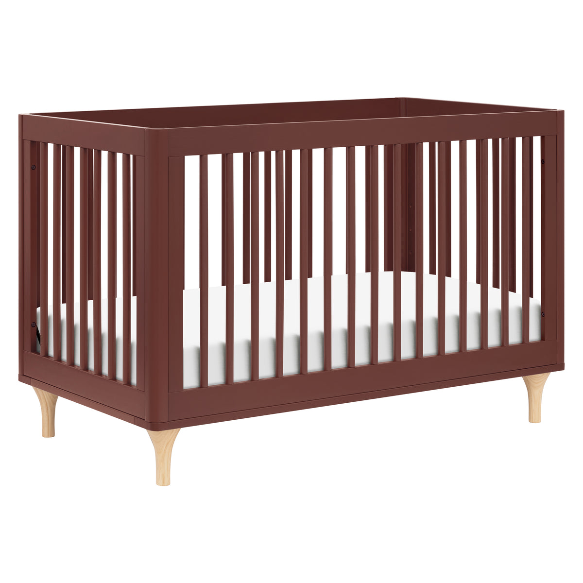 Lolly 3-in-1 Convertible Crib with Toddler Bed Conversion Kit in Crimson & Natural