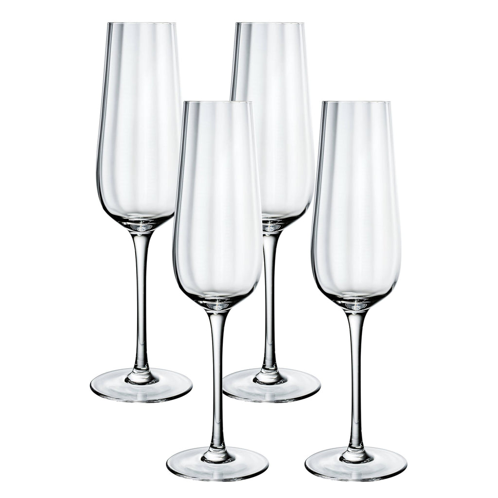 Rose Garden Flute Set in Clear, Set of 4