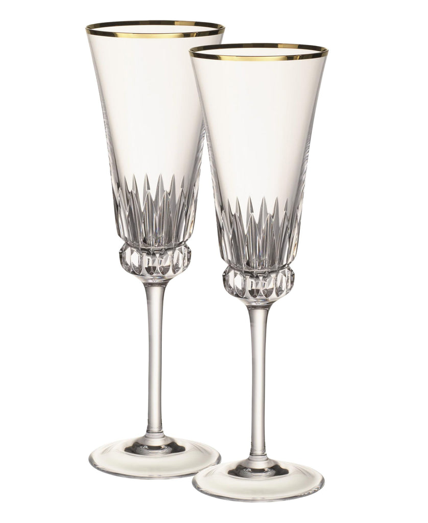 Grand Royal Gold Flute Pair in Clear & Gold