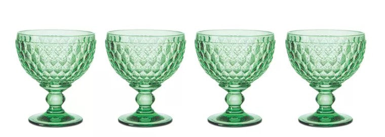 Boston Colored Champagne / Dessert Bowl in Green, Set of 4