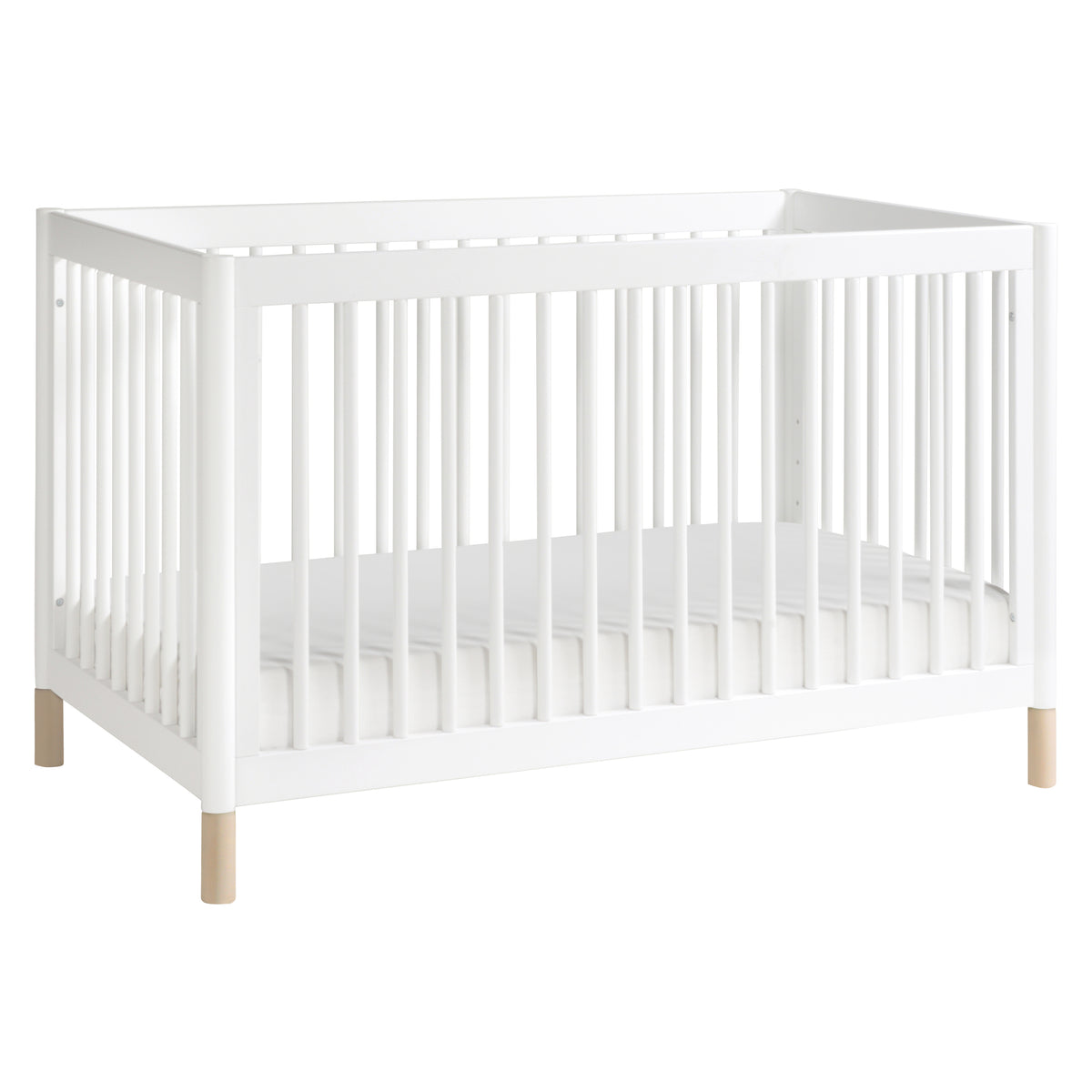 Gelato 4-in-1 Convertible Crib with Toddler Bed Conversion Kit in White & Washed Natural