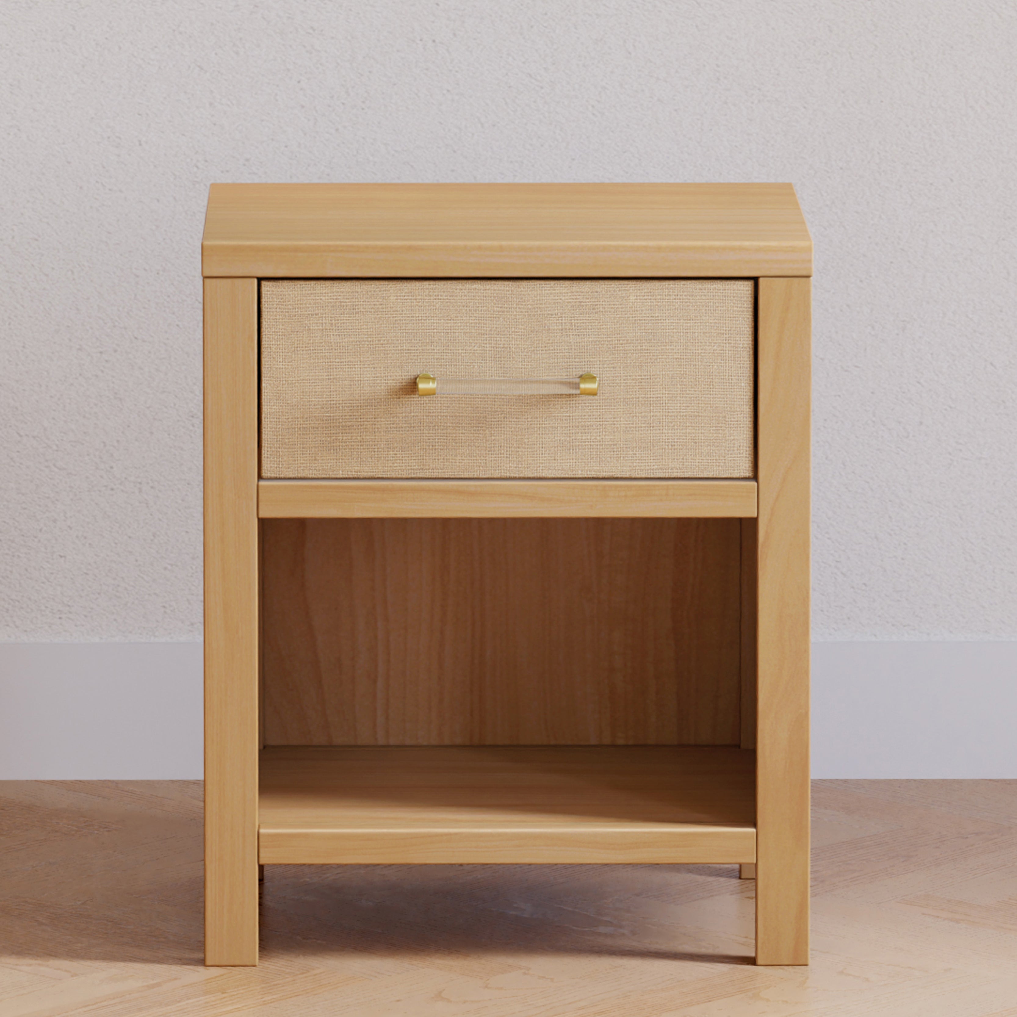 Eloise Assembled Nightstand in Honey and Performance Sand Eco-Weave