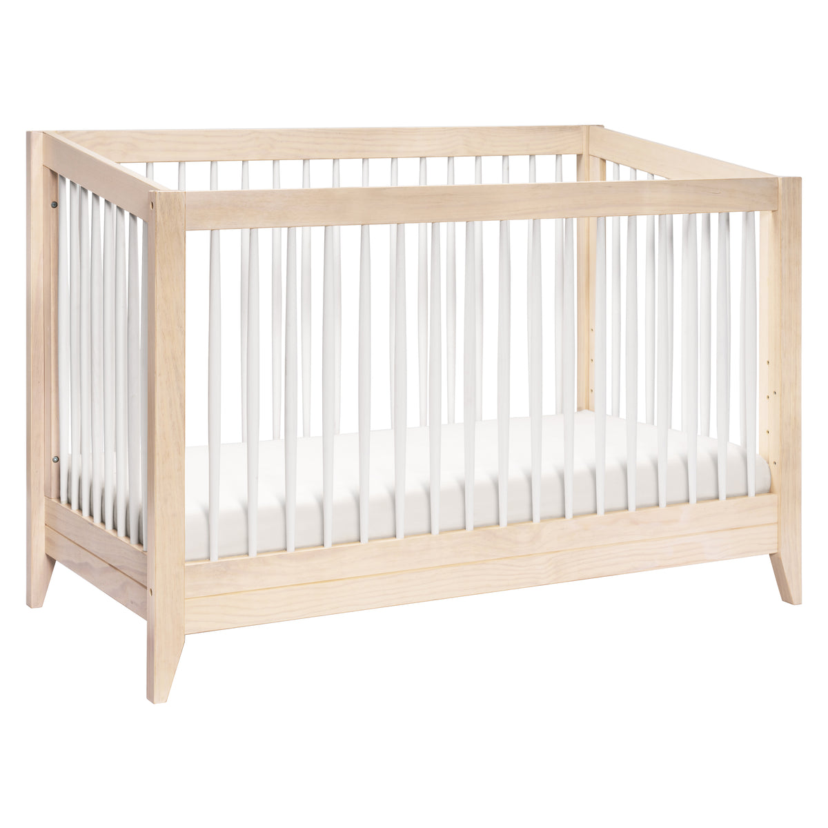 Sprout 4-in-1 Convertible Crib with Toddler Bed Conversion Kit in Washed Natural & White