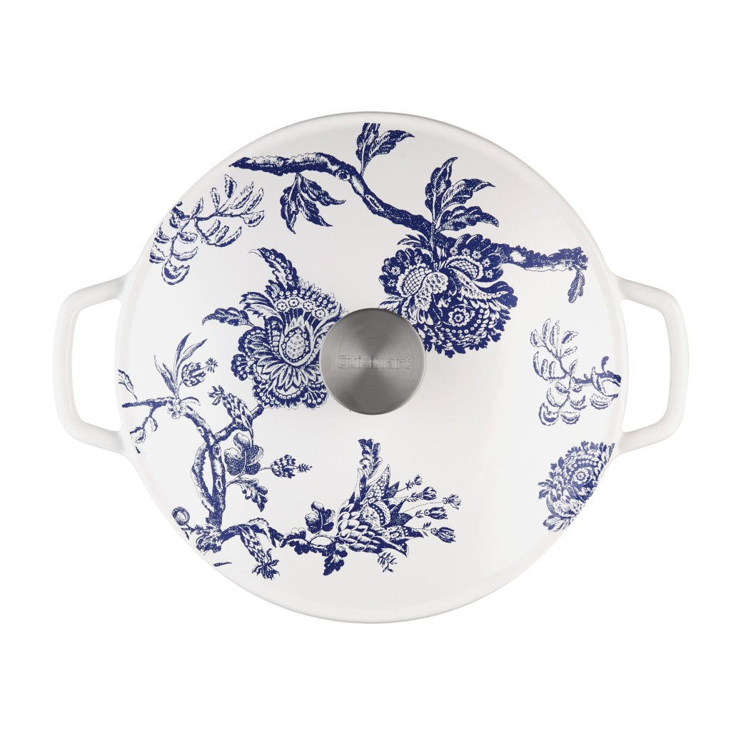 Caskata® 5 Qt. Round Covered Casserole - Floral Landscape in White