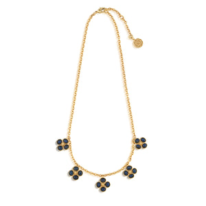 Berry Clover Multi Station Necklace in Blue Labradorite