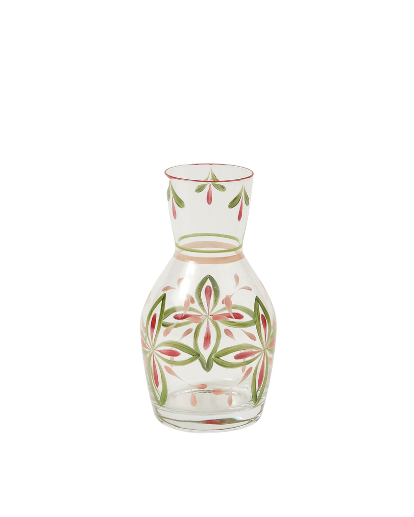 Hand Painted Carafe, Green and Pink
