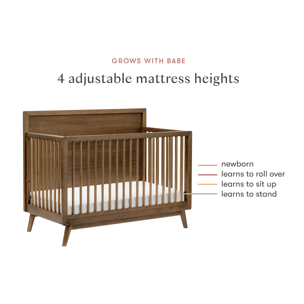 Palma 4-in-1 Convertible Crib with Toddler Bed Conversion Kit in Natural Walnut