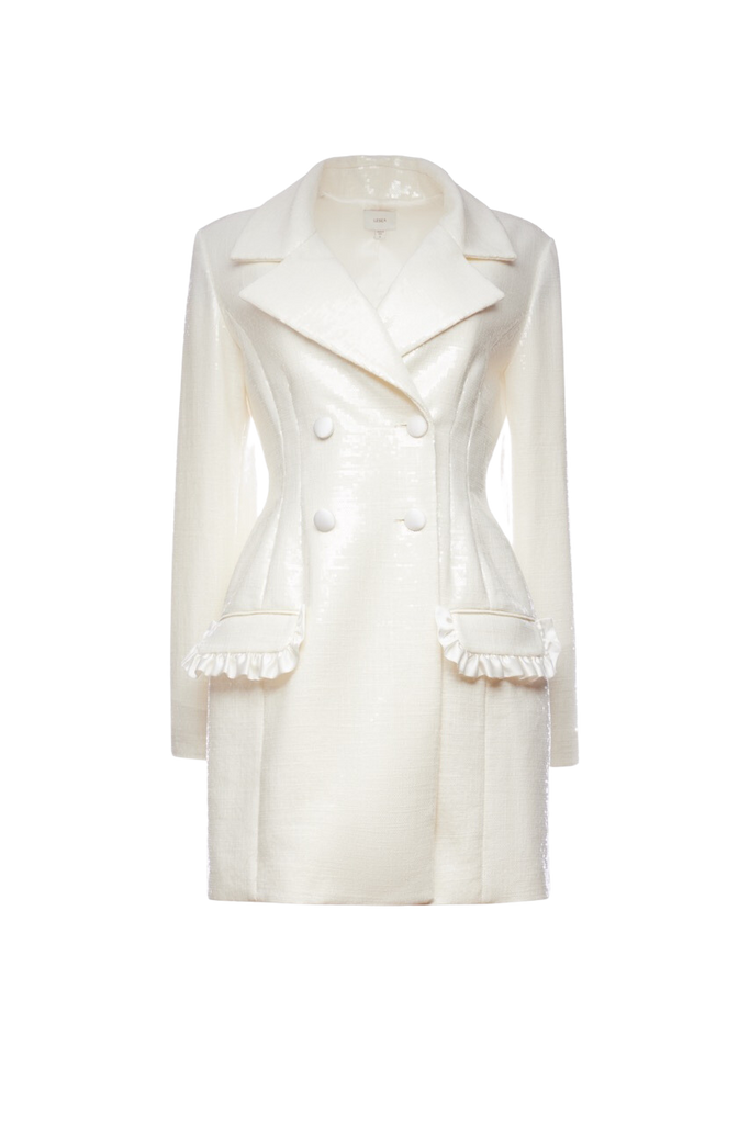 Eleanor Blazer Dress in Ivory Sequin Linen