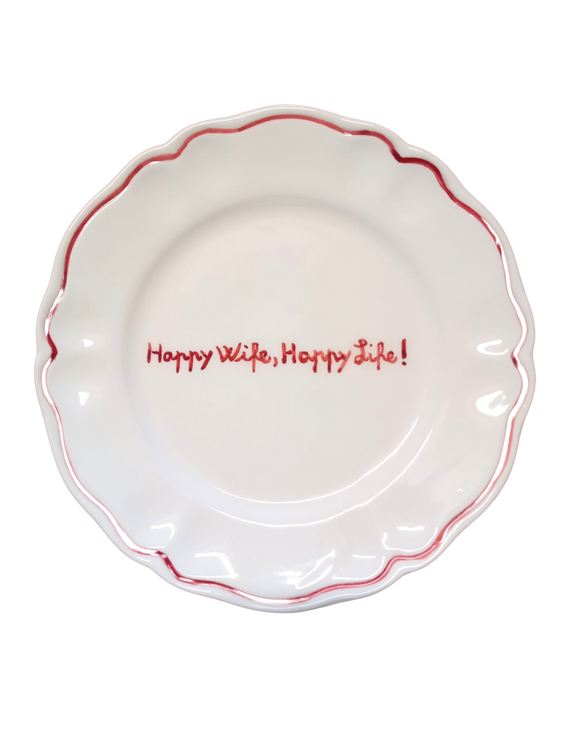 Happy Wife, Happy Life! Scalloped Plate, Set of 6