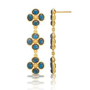 Berry Clover Linear Earrings in Blue Labradorite