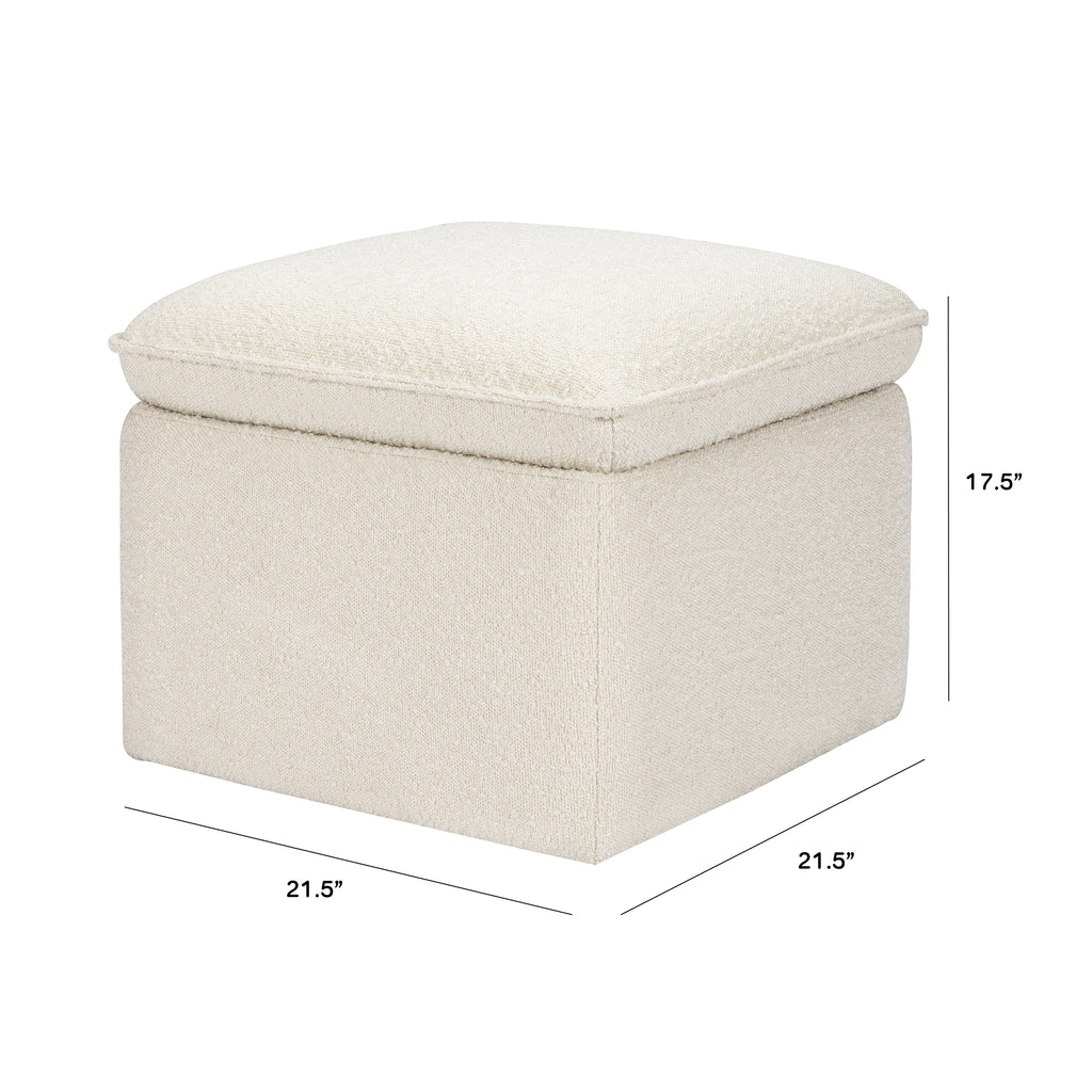 Cali Storage Ottoman in Boucle in Ivory Boucle