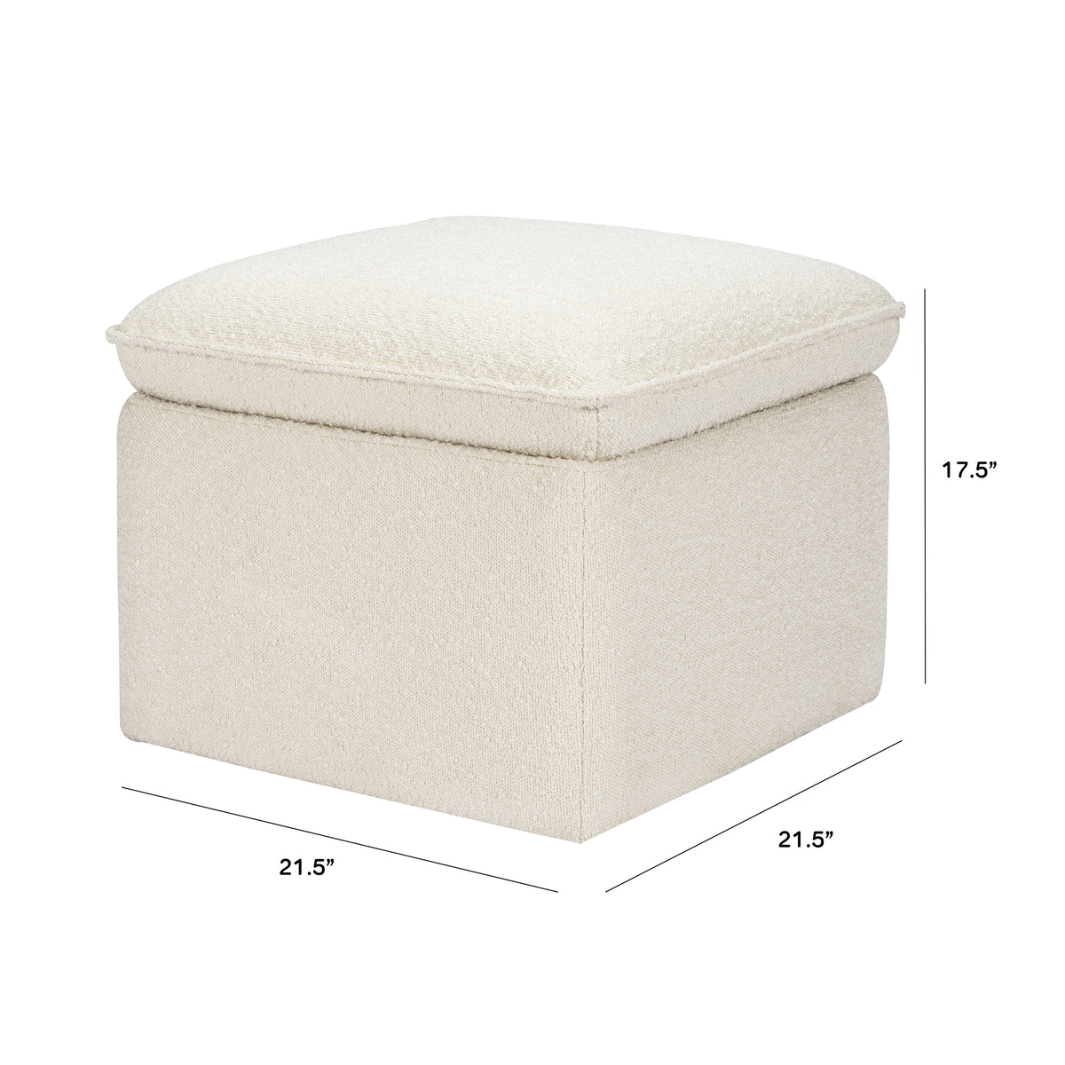 Cali Storage Ottoman in Boucle in Ivory Boucle