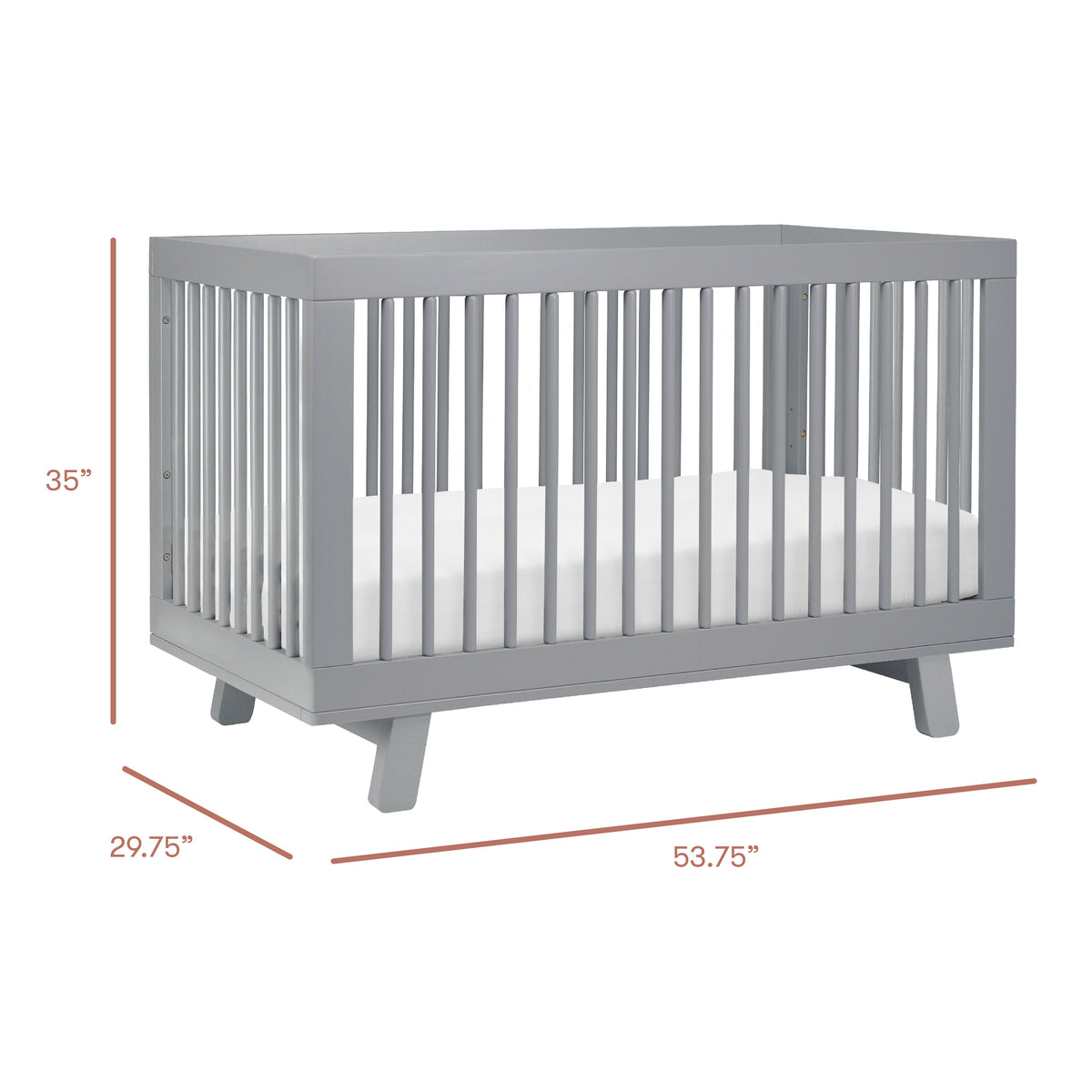 Hudson 3-in-1 Convertible Crib with Toddler Bed Conversion Kit in Grey