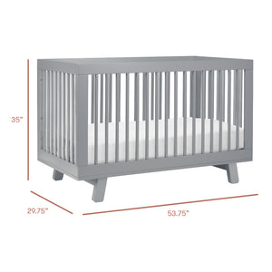 Hudson 3-in-1 Convertible Crib with Toddler Bed Conversion Kit in Grey