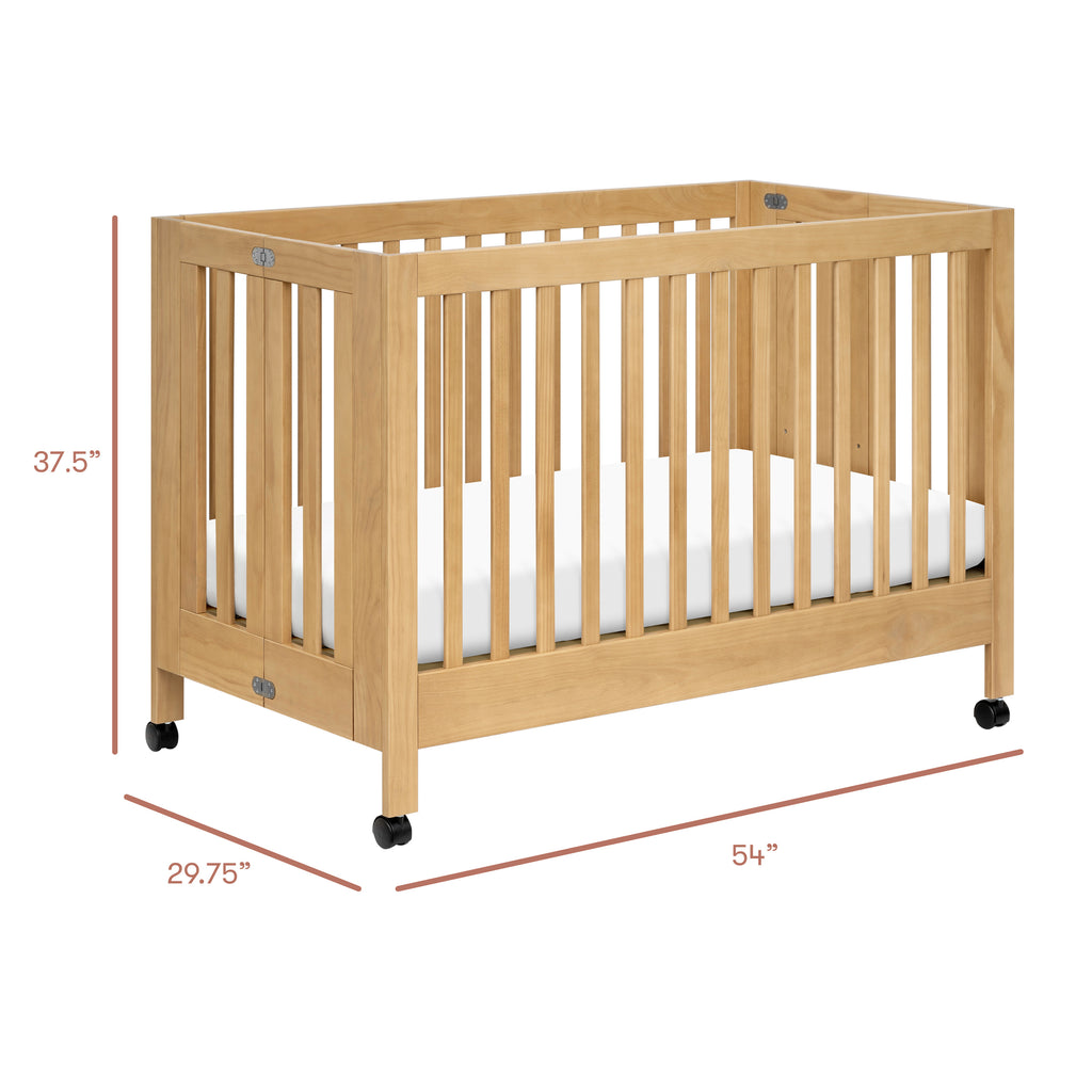 Maki Portable Folding Crib with Toddler Bed Conversion Kit in Honey