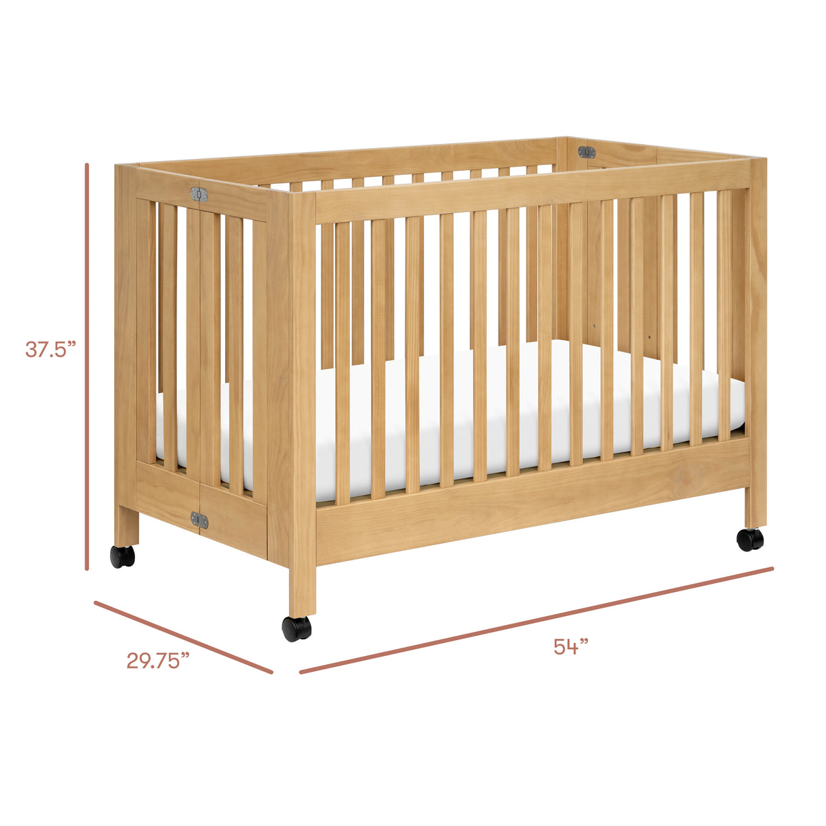 Maki Portable Folding Crib with Toddler Bed Conversion Kit in Honey