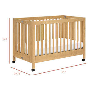 Maki Portable Folding Crib with Toddler Bed Conversion Kit in Honey