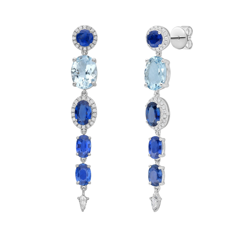 Ekaterina Blue Sapphire and Aquamarine Earrings - Jewelry - RUCHI New York