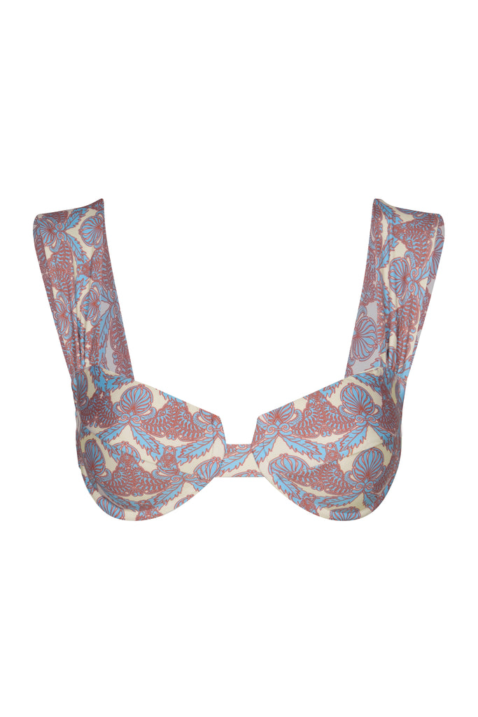 Sabina Top in Sky Blue Ornaments & Ivory