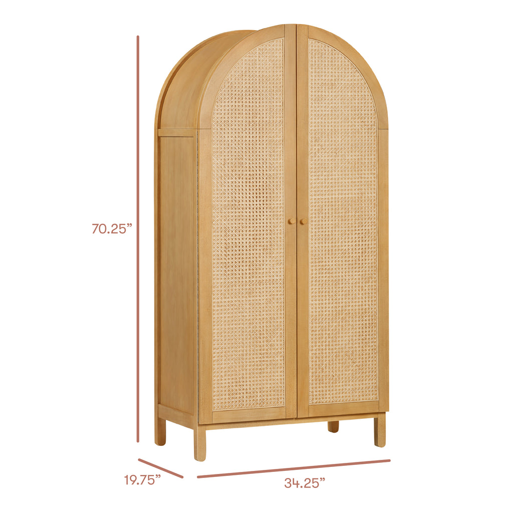 Bondi Cane Assembled Armoire in Honey