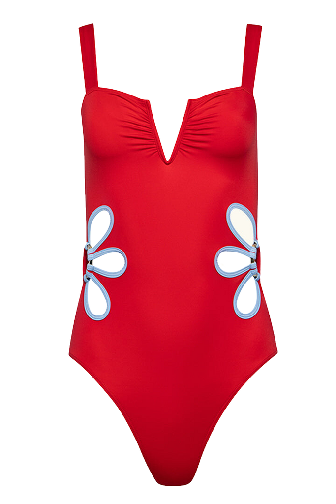 The Flora One-Piece in Poppy & Blue