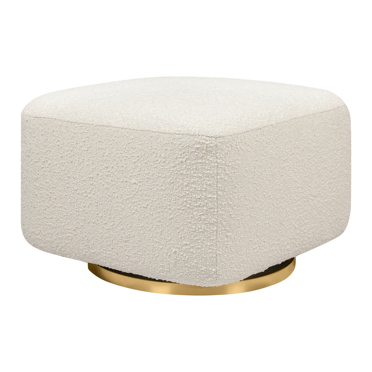 Kiwi Gliding Ottoman in Ivory Boucle with Gold Base