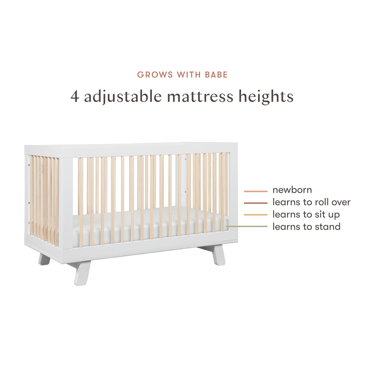 Hudson 3-in-1 Convertible Crib with Toddler Bed Conversion Kit in White & Washed Natural