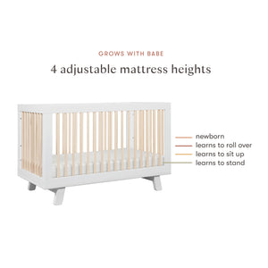 Hudson 3-in-1 Convertible Crib with Toddler Bed Conversion Kit in White & Washed Natural