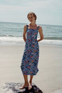 OTM Exclusive: Long Slip Dress in Blue Multi Floral