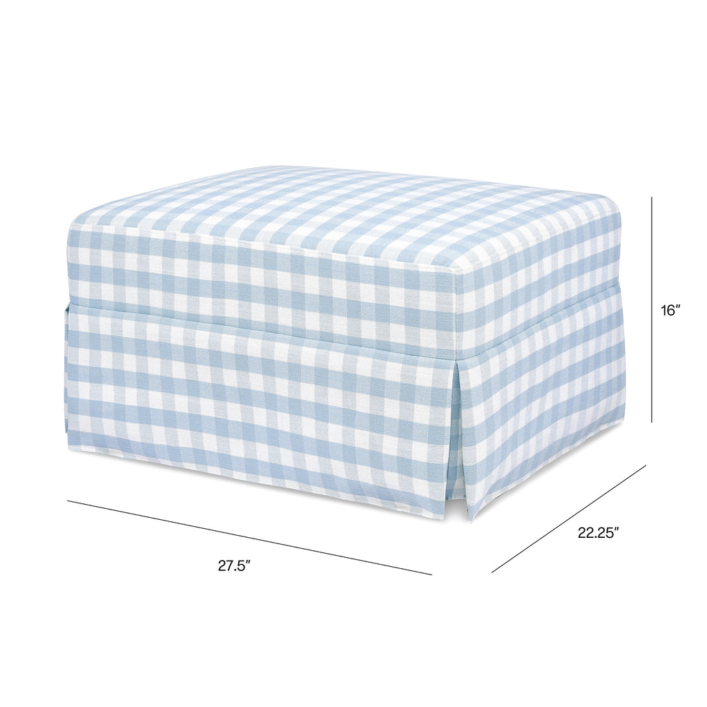 Crawford Gliding Ottoman in Blue Gingham