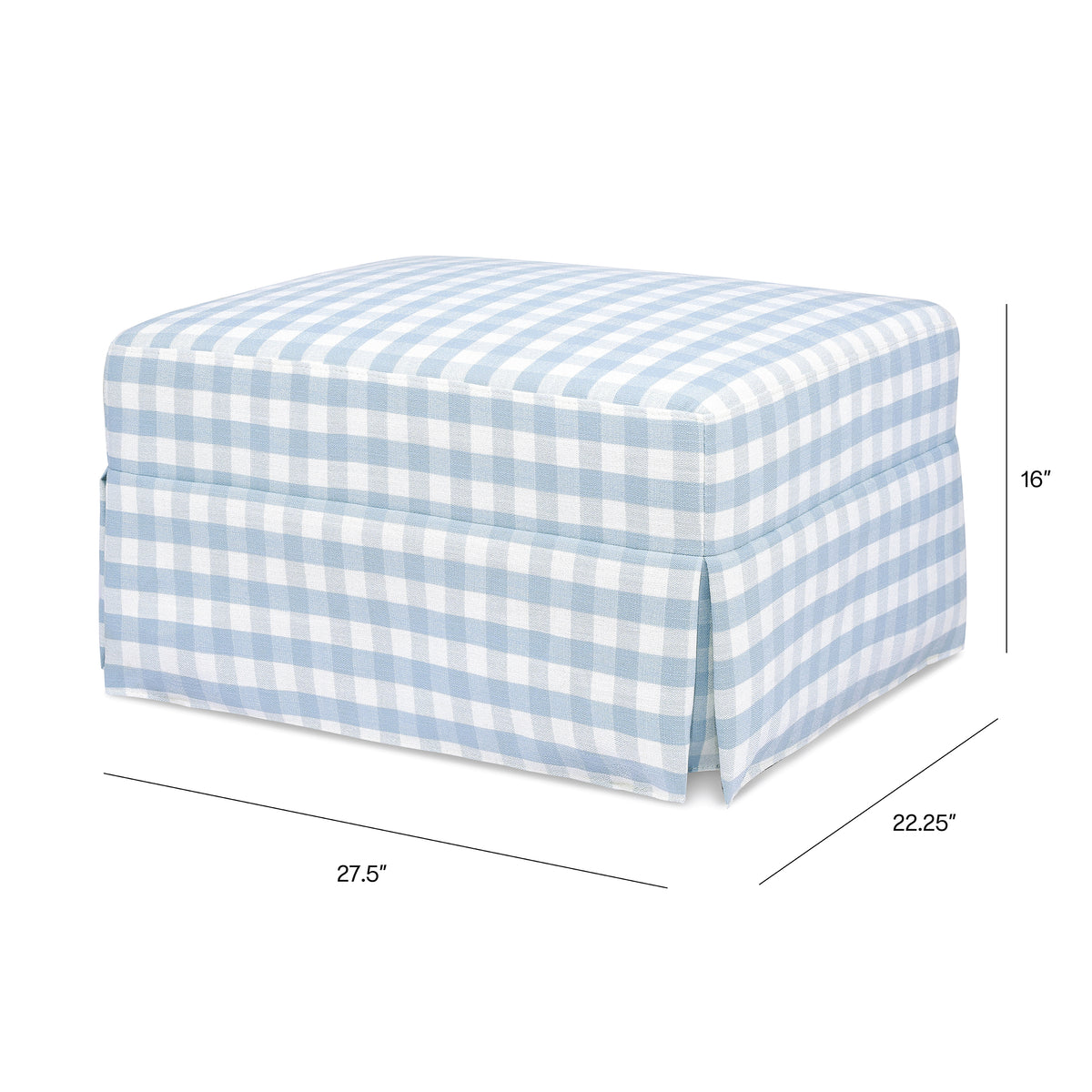 Crawford Gliding Ottoman in Blue Gingham